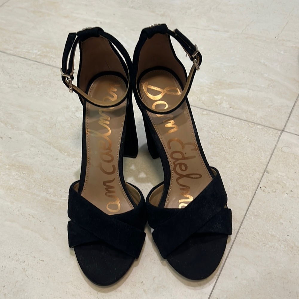 Sam Edelman high comfortable black suede heel sandals